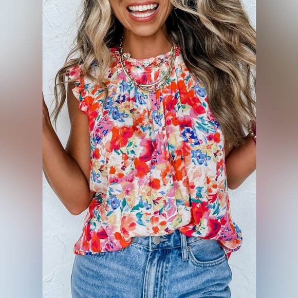 Kaleen- Floral Ruffle Sleeve Blouse - Multicolor - Picture 2 of 4